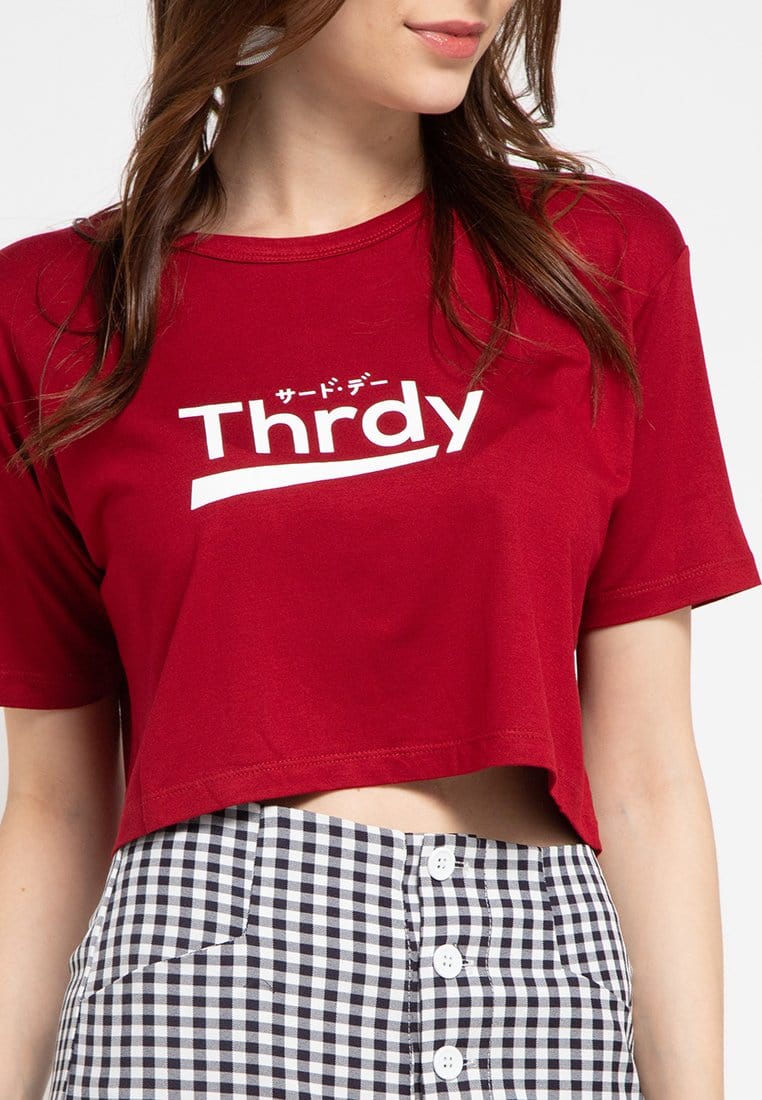 Third Day LTC79 cl crop top thrdy kaos maroon