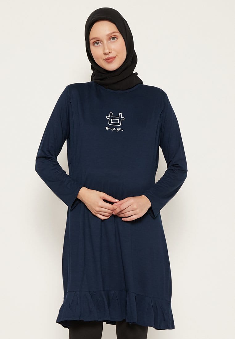 Third Day LTC95 busui with ruffle logo outline dateng hijab lengan panjang wanita