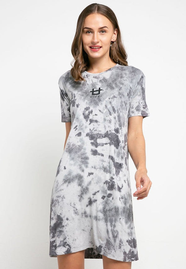 Third Day LTD27 Md Lds dress t-shirt tie dye white grey