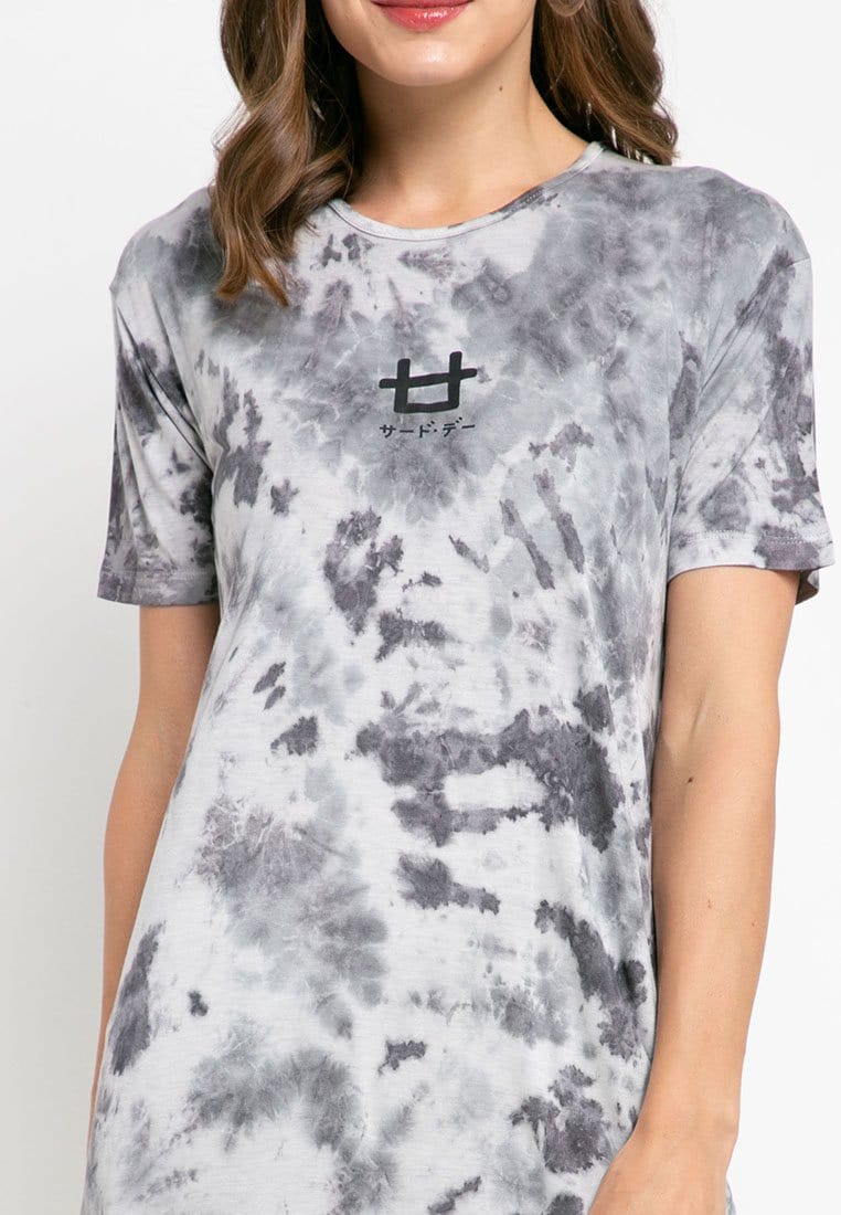 Third Day LTD27 Md Lds dress t-shirt tie dye white grey