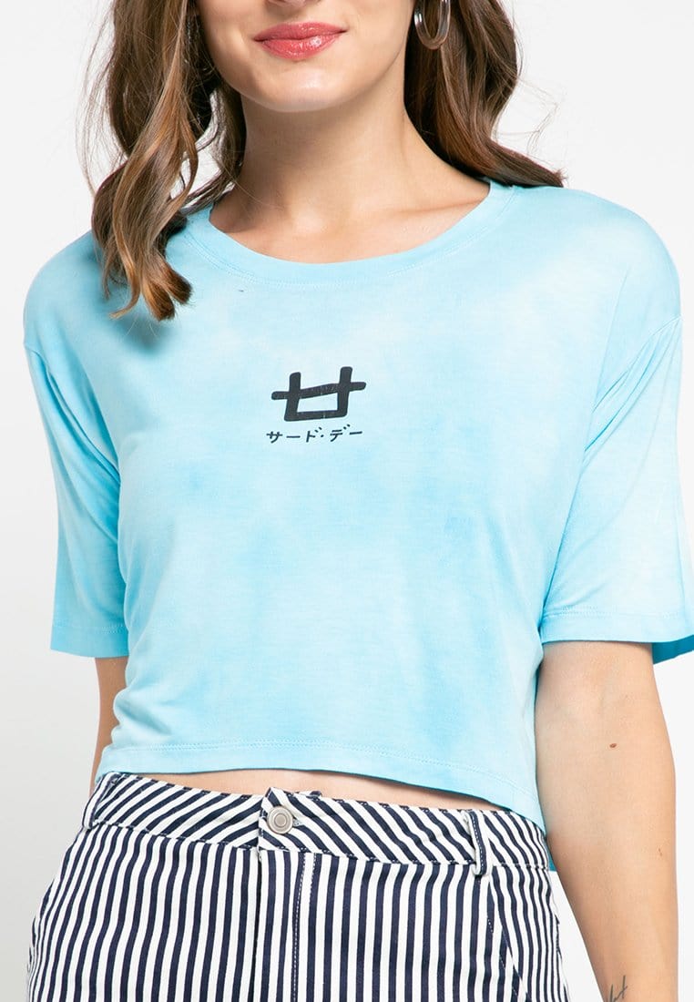 Third Day LTD35 OLC crop top tie dye light blue