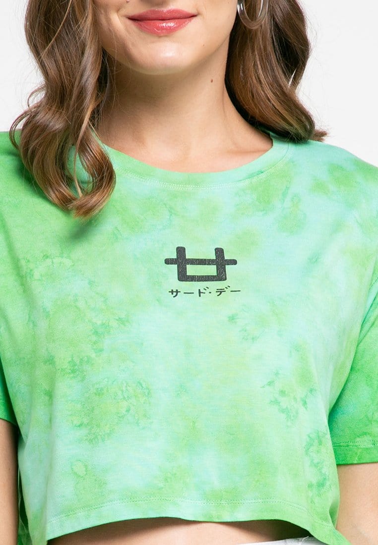 Third Day LTD38 OLC crop top tie dye green light blue