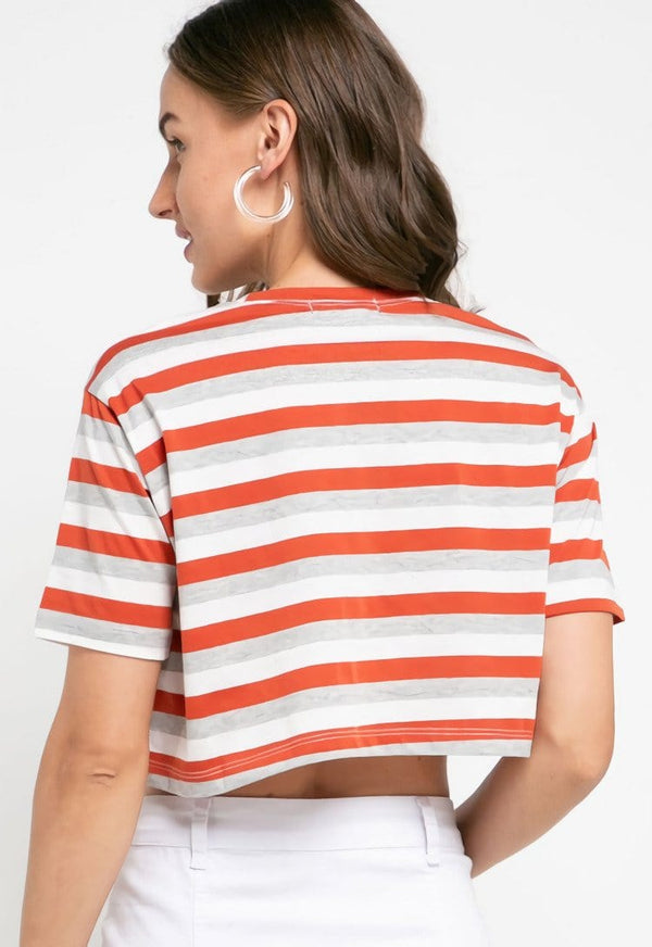 Third Day LTD39 CL crop top stripe terracota grey white