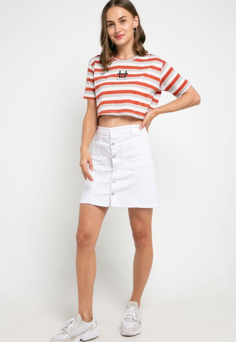 Third Day LTD39 CL crop top stripe terracota grey white