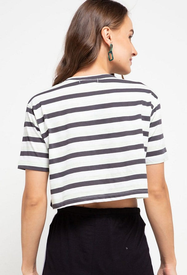 Third Day LTD40 CL Crop Top Stripe Black Grey White