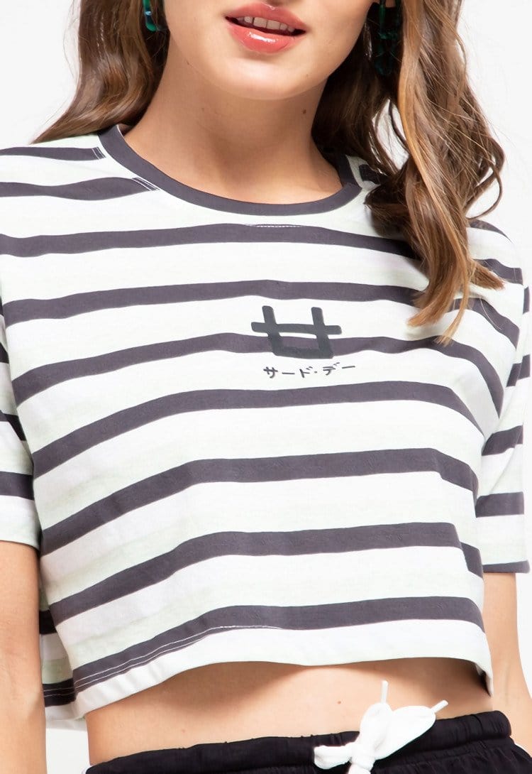 Third Day LTD40 CL Crop Top Stripe Black Grey White