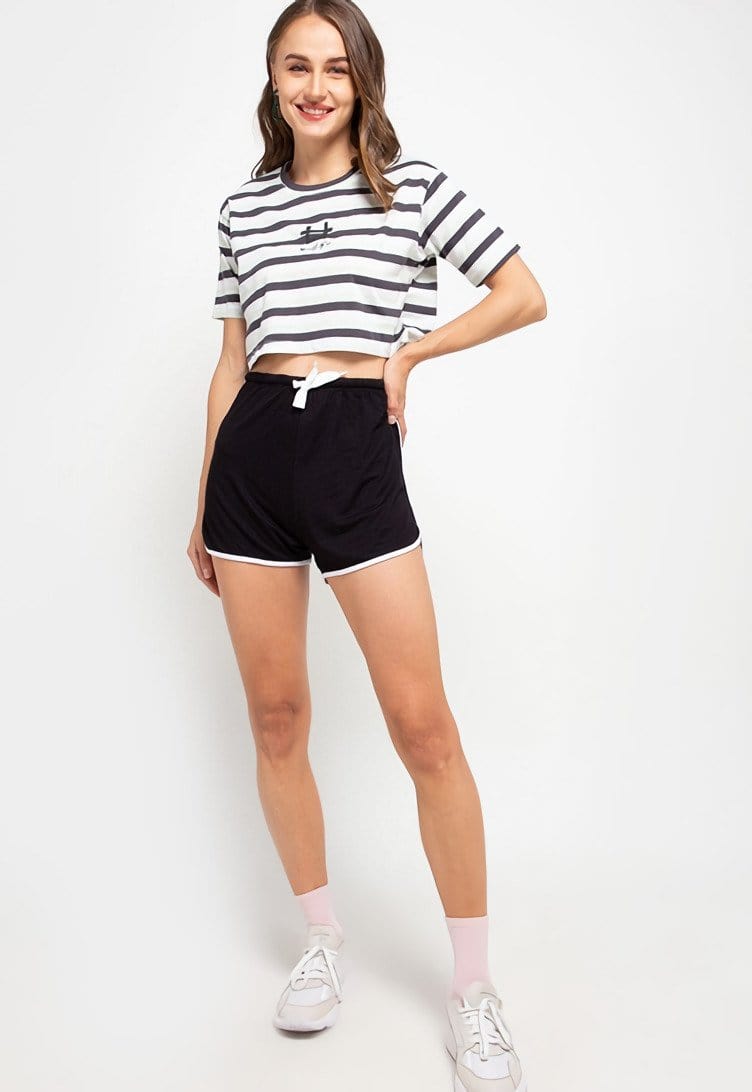 Third Day LTD40 CL Crop Top Stripe Black Grey White