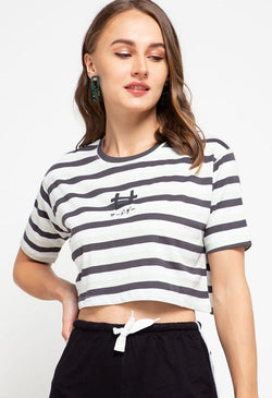 Third Day LTD40 CL Crop Top Stripe Black Grey White