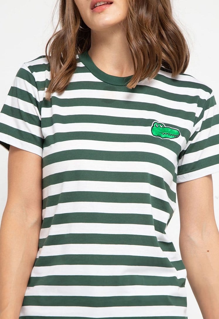 Td Friends LTD48 thirdday stripe green white draco dakir kaos casual wanita