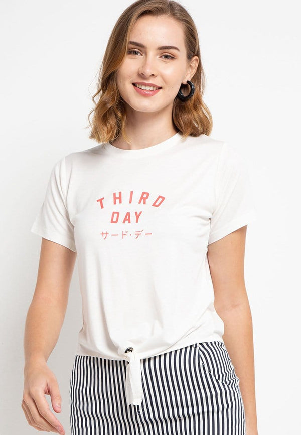 Third Day LTD60 CK Crop Knot Td Simple White Pink Print