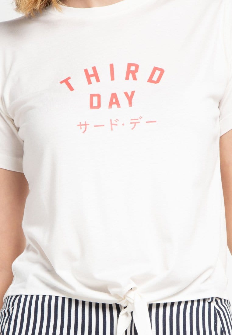 Third Day LTD60 CK Crop Knot Td Simple White Pink Print