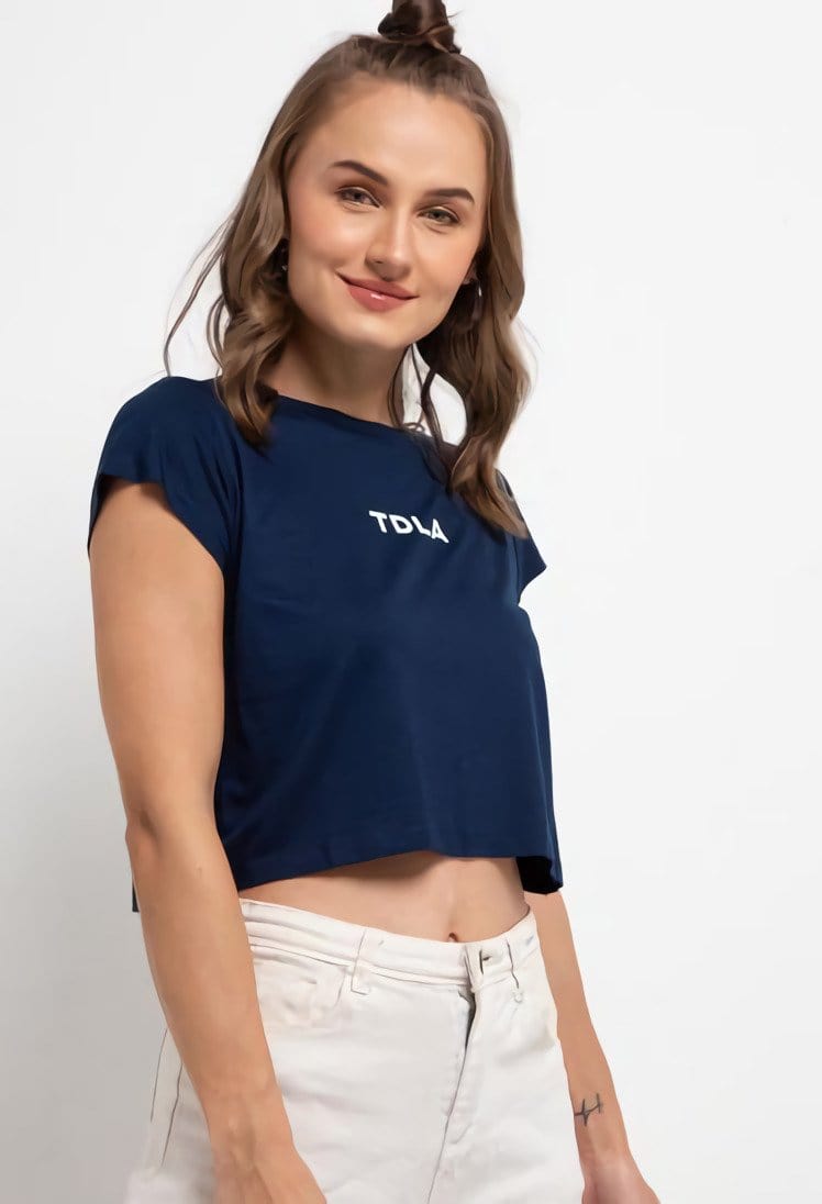 Third DAY LTD76 RCP Crop Top TDLA Navy Kaos Casual Wanita