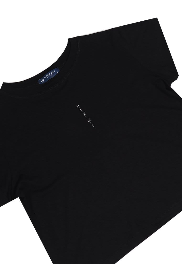 Third Day LTD79 RCP Crop Top Katakana Ver Hitam Kaos Casual Wanita