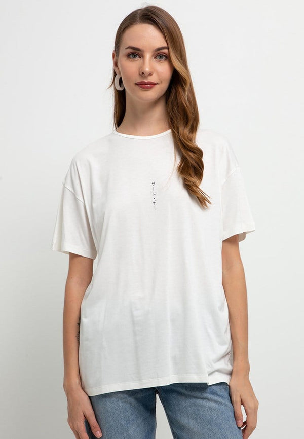 Third Day LTD90 MM Kaos Oversize Wanita Distro Katakana Straight Putih