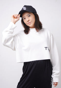 Third Day LTE10 TDLA Waist Sweater Croptop Oversize Long Sleeve Kaos Casual Wanita Putih