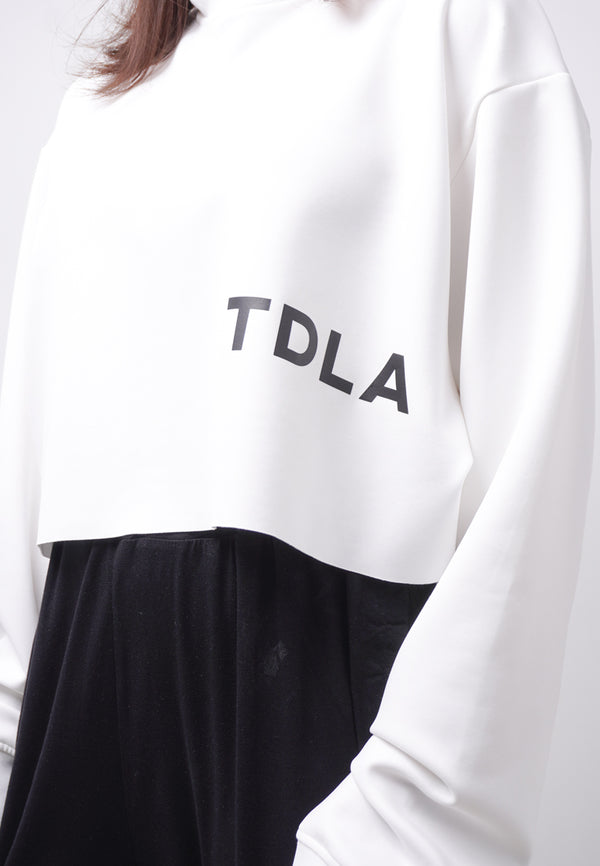 Third Day LTE10 TDLA Waist Sweater Croptop Oversize Long Sleeve Kaos Casual Wanita Putih