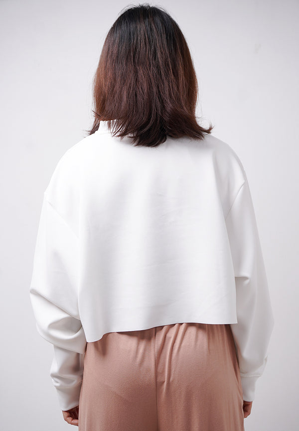 Third Day LTE11 TDLA Wrist Sweater Croptop Oversize Long Sleeve Kaos Casual Wanita Putih