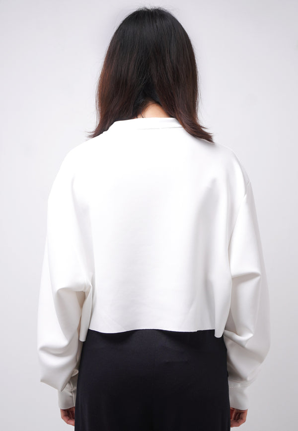 Third Day LTE12 TDLA Besties Dateng Sweater Croptop Oversize Long Sleeve Kaos Casual Wanita Putih