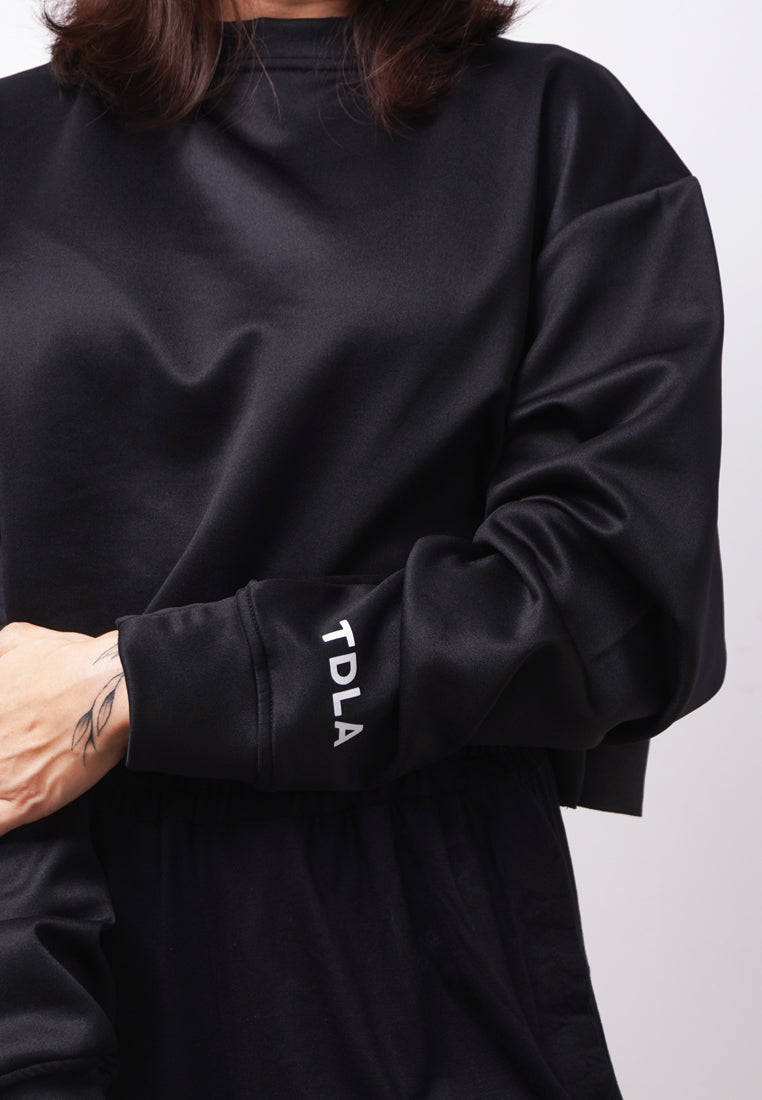 Third Day LTE14 TDLA Wrist Sweater Croptop Oversize Long Sleeve Kaos Casual Wanita Hitam