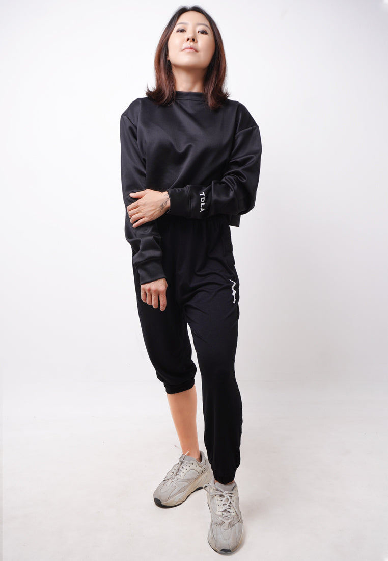 Third Day LTE14 TDLA Wrist Sweater Croptop Oversize Long Sleeve Kaos Casual Wanita Hitam