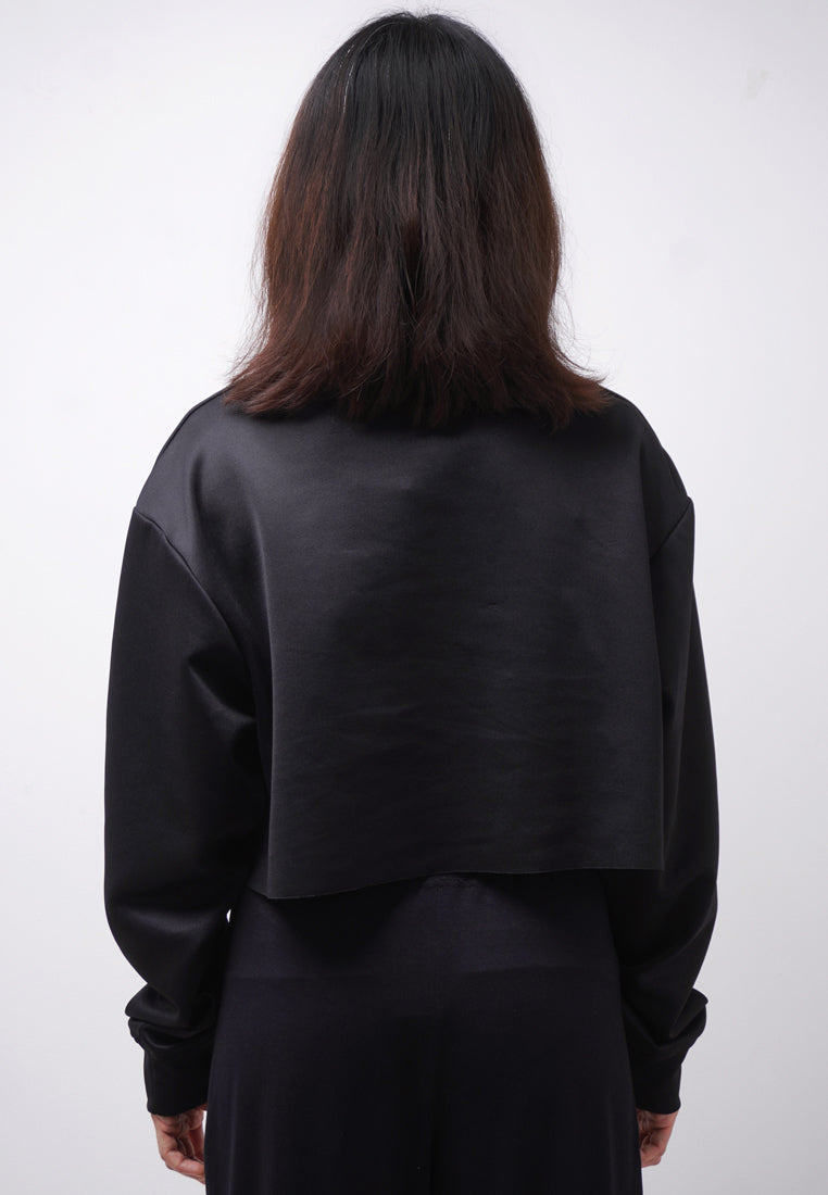 Third Day LTE16 TDLA Sweater Croptop Oversize Polos Long Sleeve Kaos Casual Wanita Hitam
