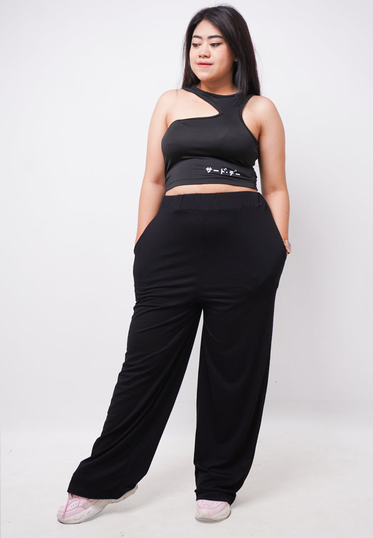 Third Day LTE21 TDLA CRNS Crop Casual Wanita Katakana Black