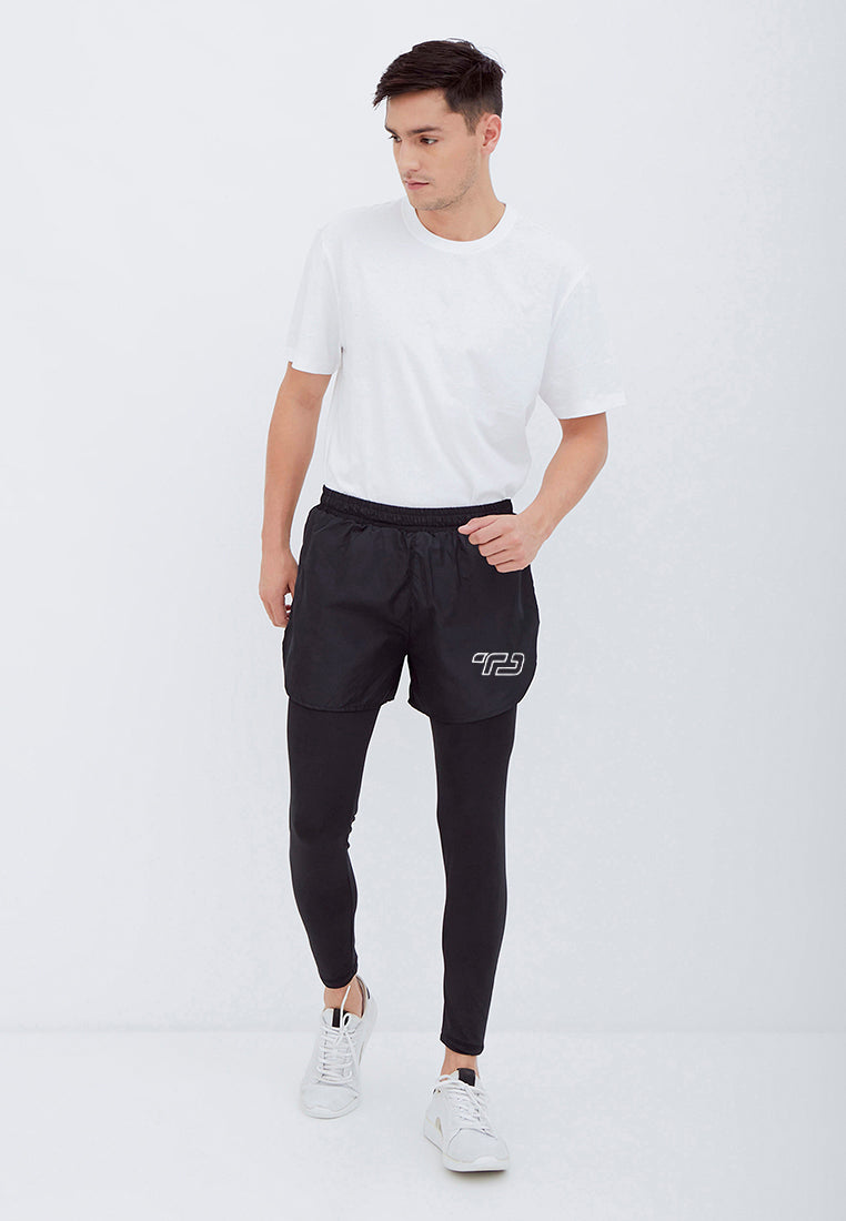 Td Active MB086 Outline Logo Legging-Short Men 2-In-1 Hitam