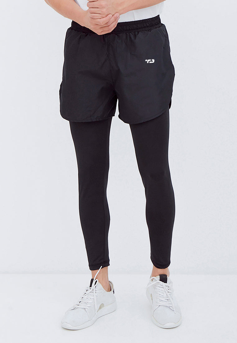 Td Active MB087 Small Logo Legging-Short Men 2-In-1 Hitam