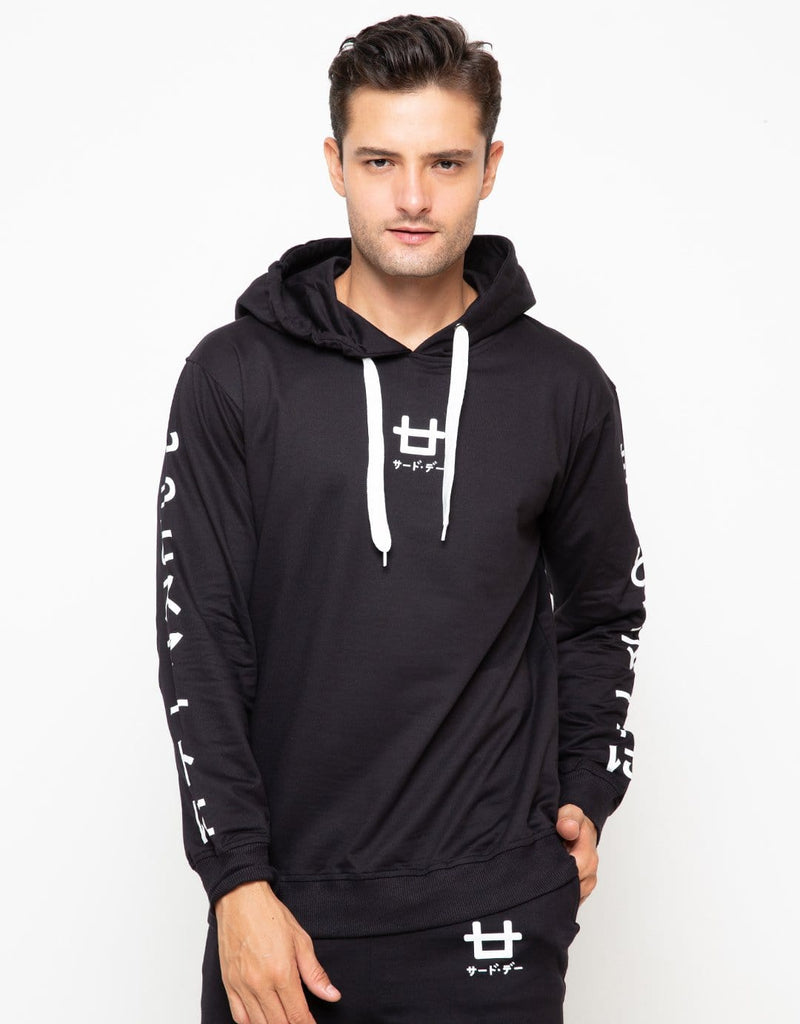 Third Day MO106B Hoodies Ktkn Arm Mid Logo Blk Hoodie Hitam