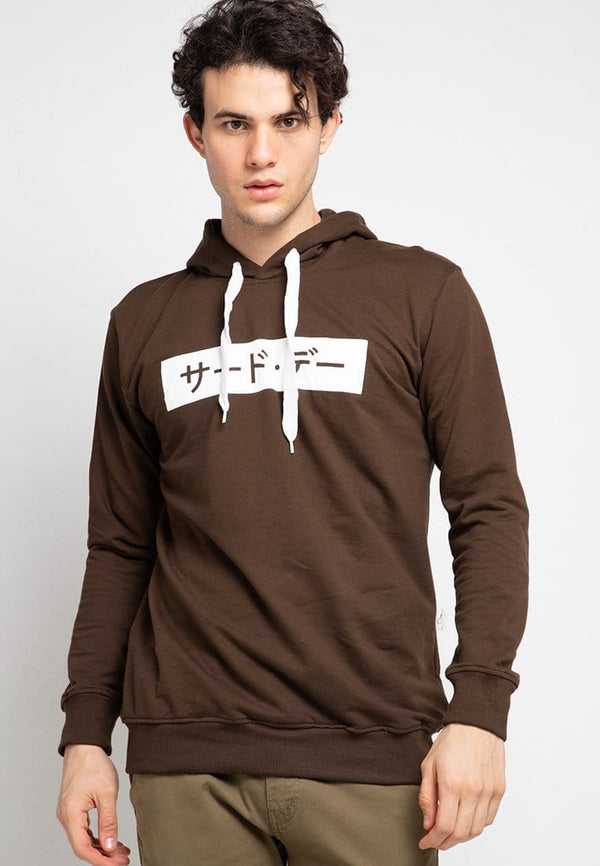 Third Day MO155 hoodies invert katakana coklat tua