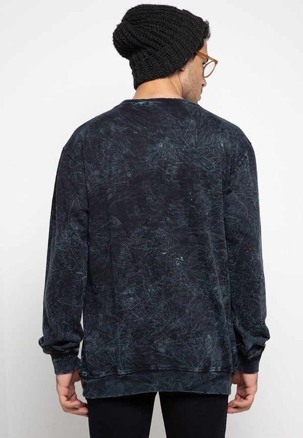 Third Day MO164 wash sweater katakana paragraph navy