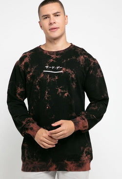 Third Day MOA04 tie dye sweater katakana terracota black underline unisex