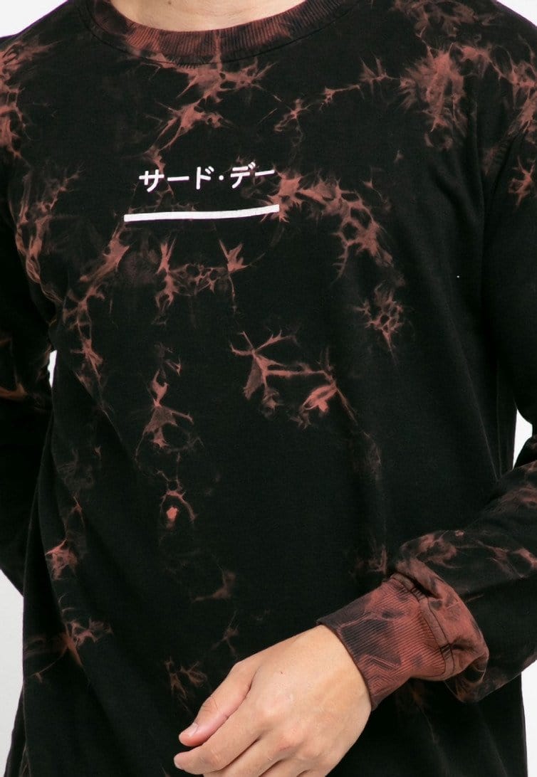 Third Day MOA04 tie dye sweater katakana terracota black underline unisex
