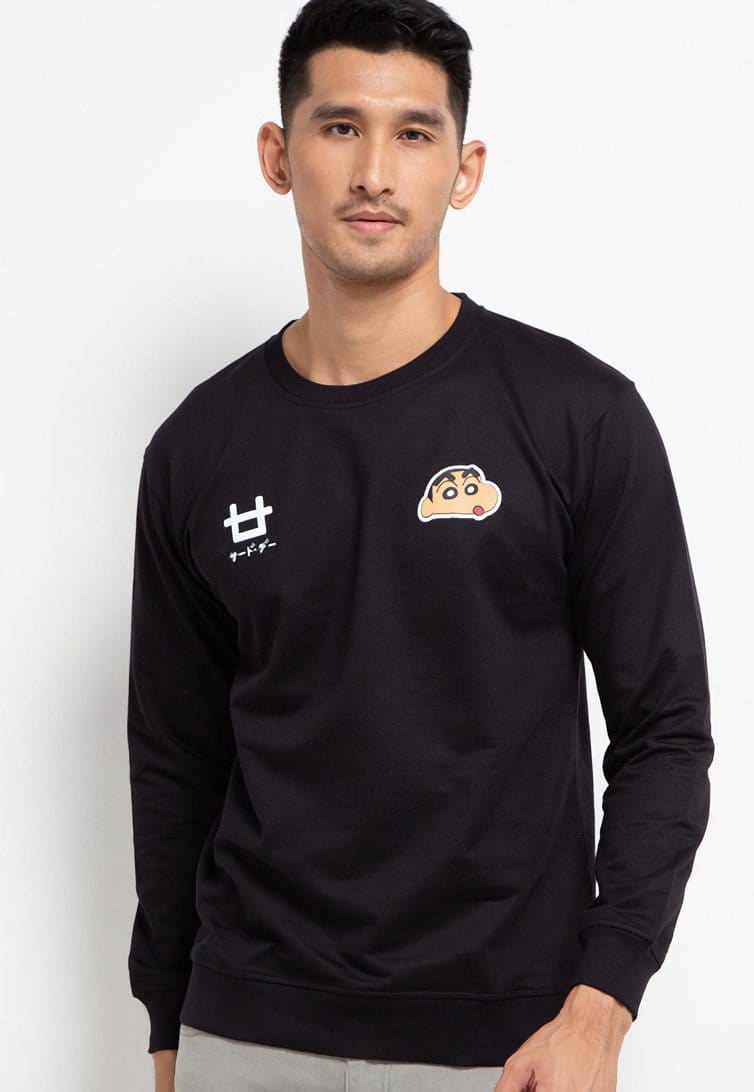 Third Day MOA14 Sweater Casual Pria Shinchan Dakika Black