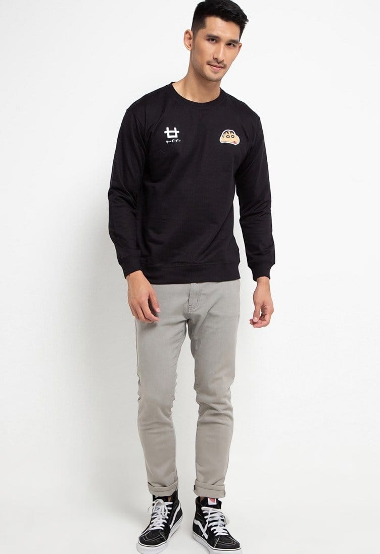 Third Day MOA14 Sweater Casual Pria Shinchan Dakika Black