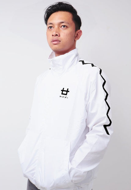 Third Day MOA22 Jaket Sporty Parka Pria Parasit Zigzag Putih Hitam