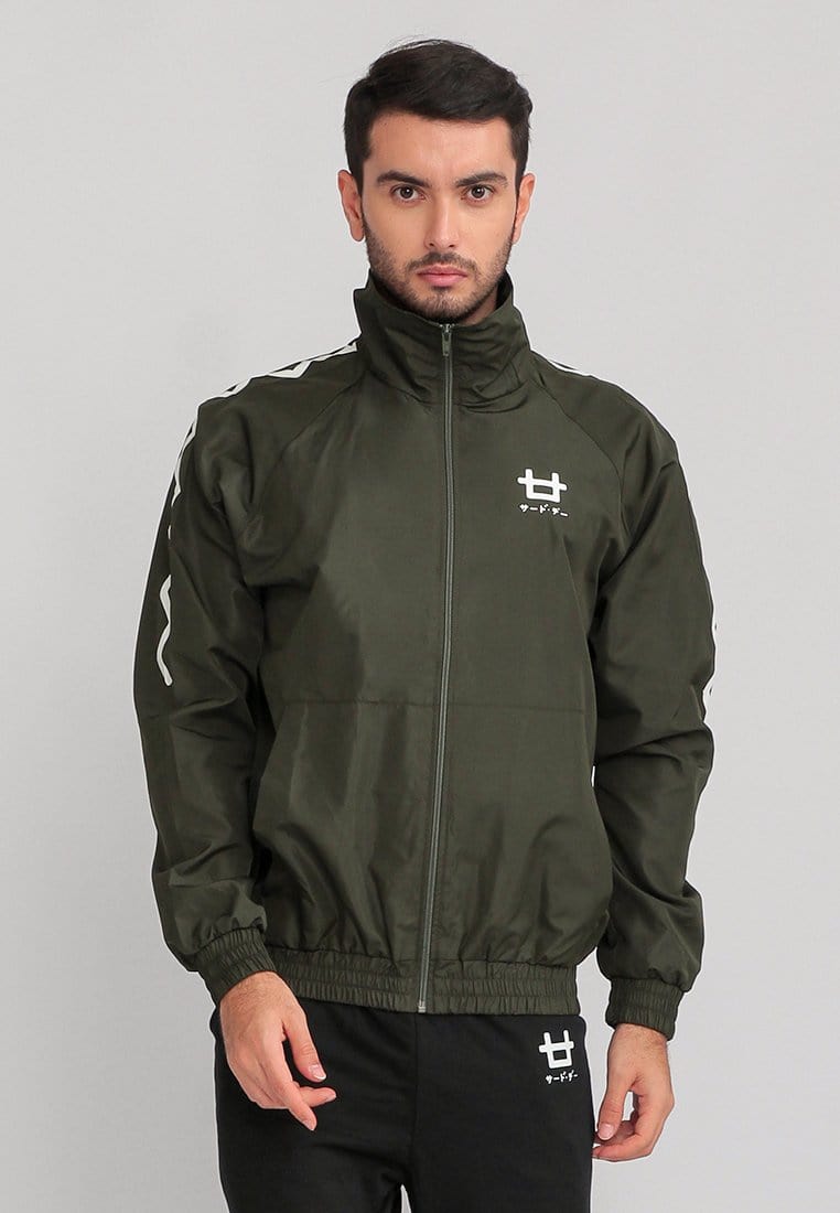 Third Day MOA28 Jaket Sporty Parka Pria Parasit Zigzag Green Army Putih