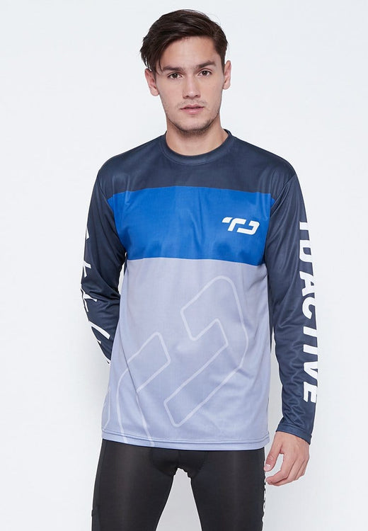 Td Active MS127 Baju Sepeda TD Blue Lines Biru Tangan Panjang