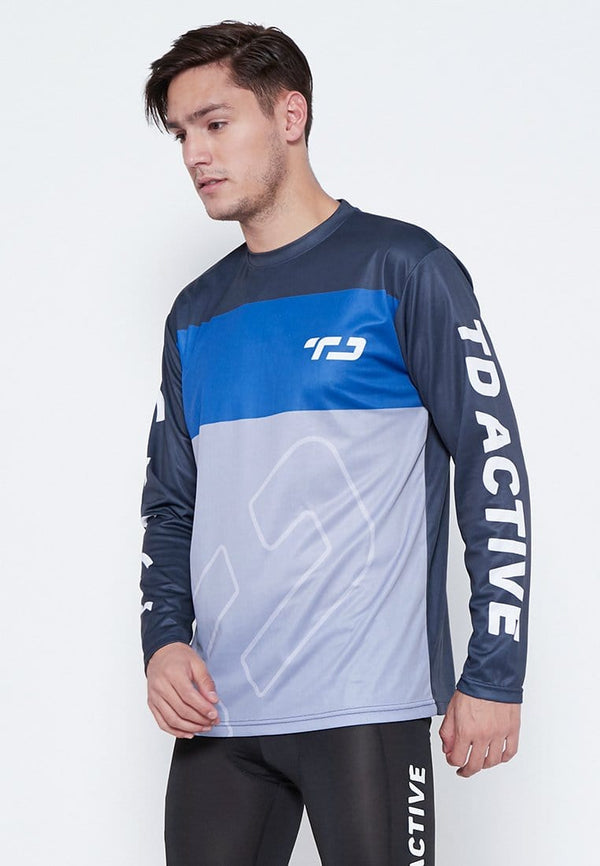 Td Active MS127 Baju Sepeda TD Blue Lines Biru Tangan Panjang