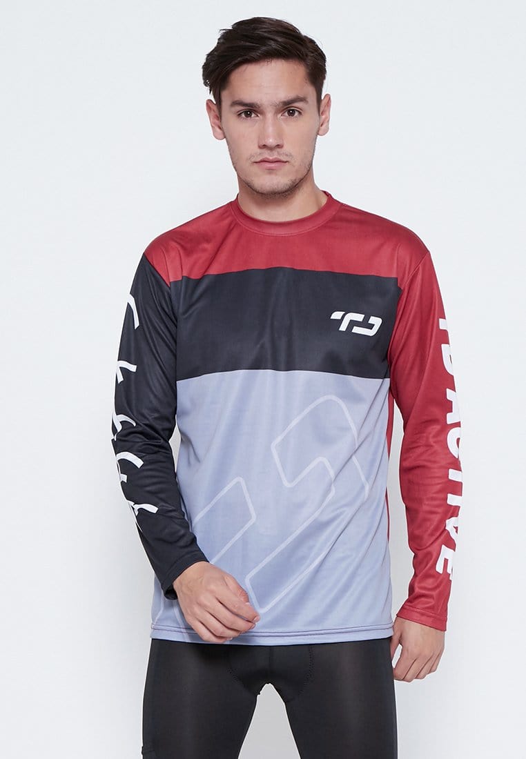 Td Active MS128 Baju Sepeda TD Red Lines Merah Tangan Panjang