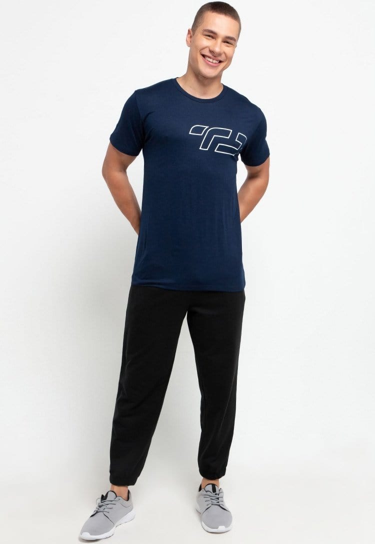 Td Active MS130 Logo Outline Kaos Olahraga Pria Navy