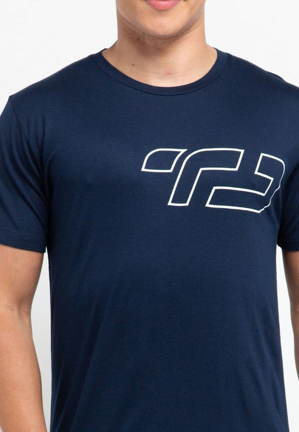 Td Active MS130 Logo Outline Kaos Olahraga Pria Navy