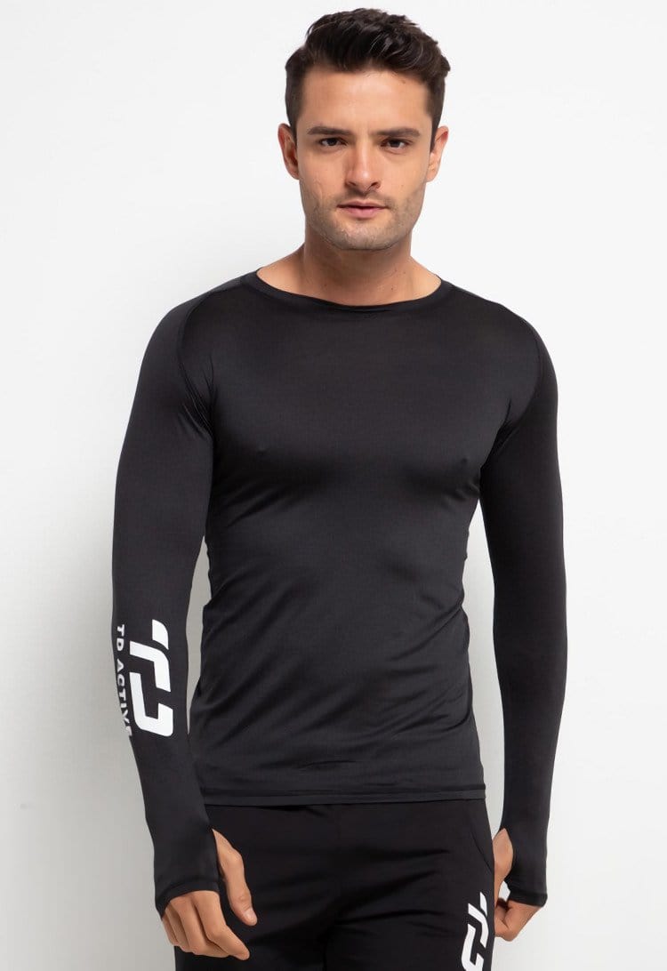 Td Active MS133 Baselayer Inner Sport Thumbhole Pria Hitam