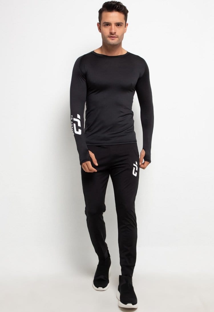 Td Active MS133 Baselayer Inner Sport Thumbhole Pria Hitam