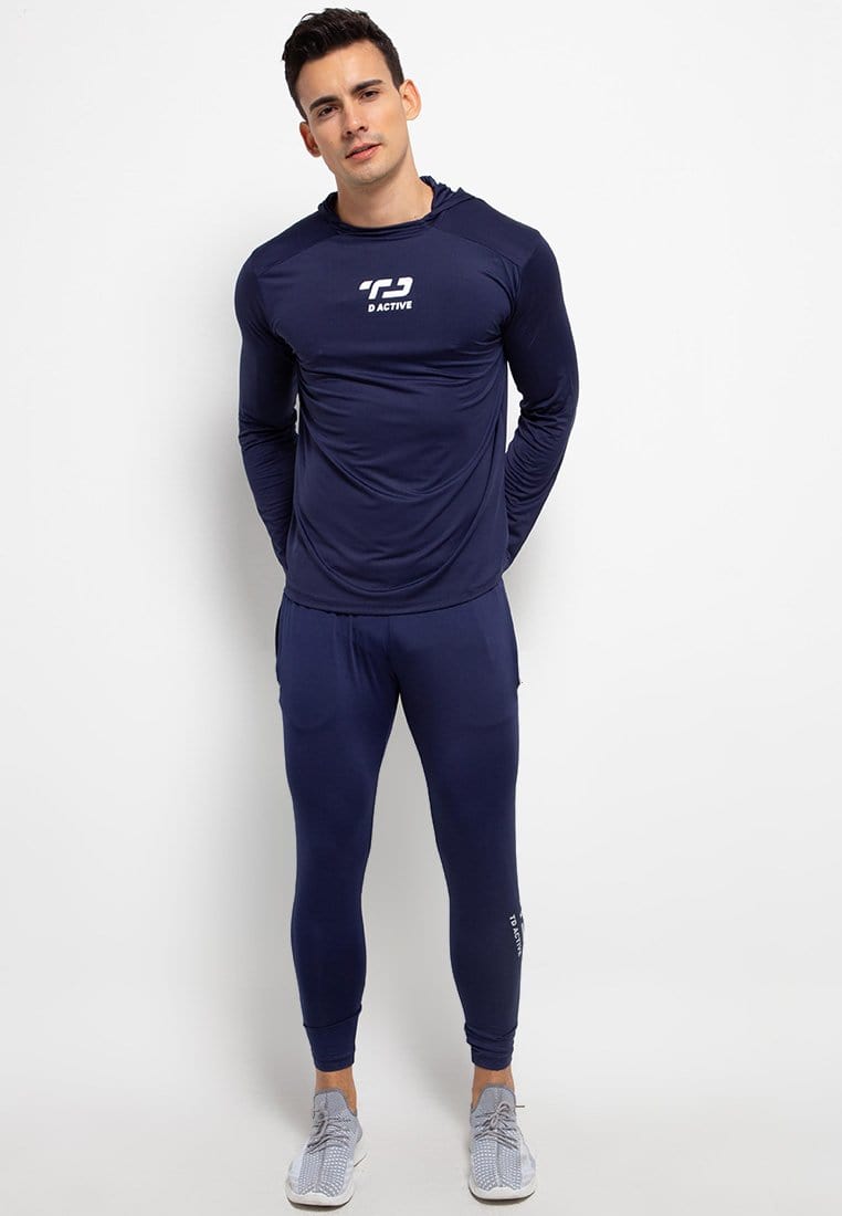 Td Active MS135 HOL base layer pria hoodie navy olahraga sport