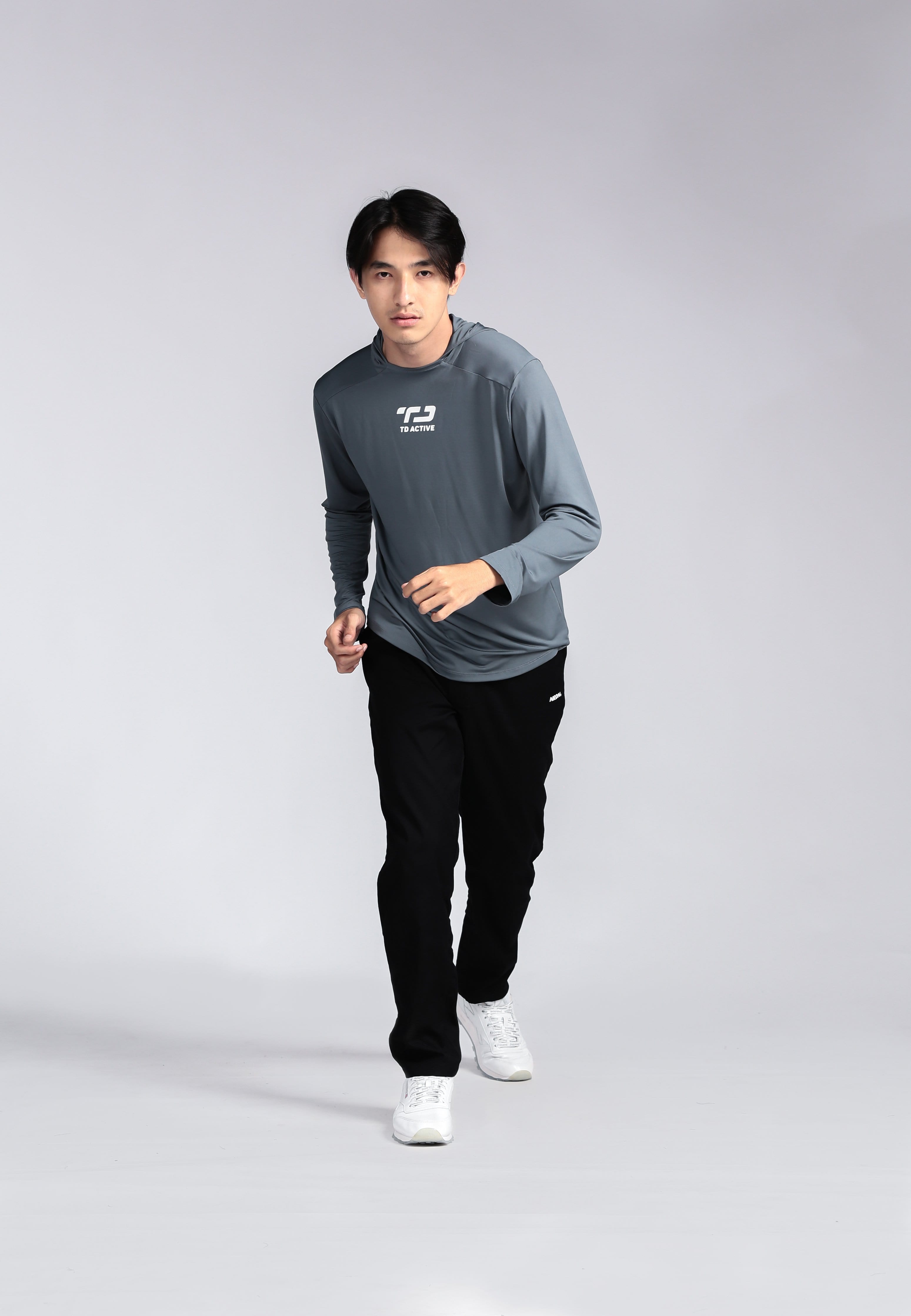 Td Active MS145 HOL Base Layer Pria Hoodie Abu Tua Olahraga Sport