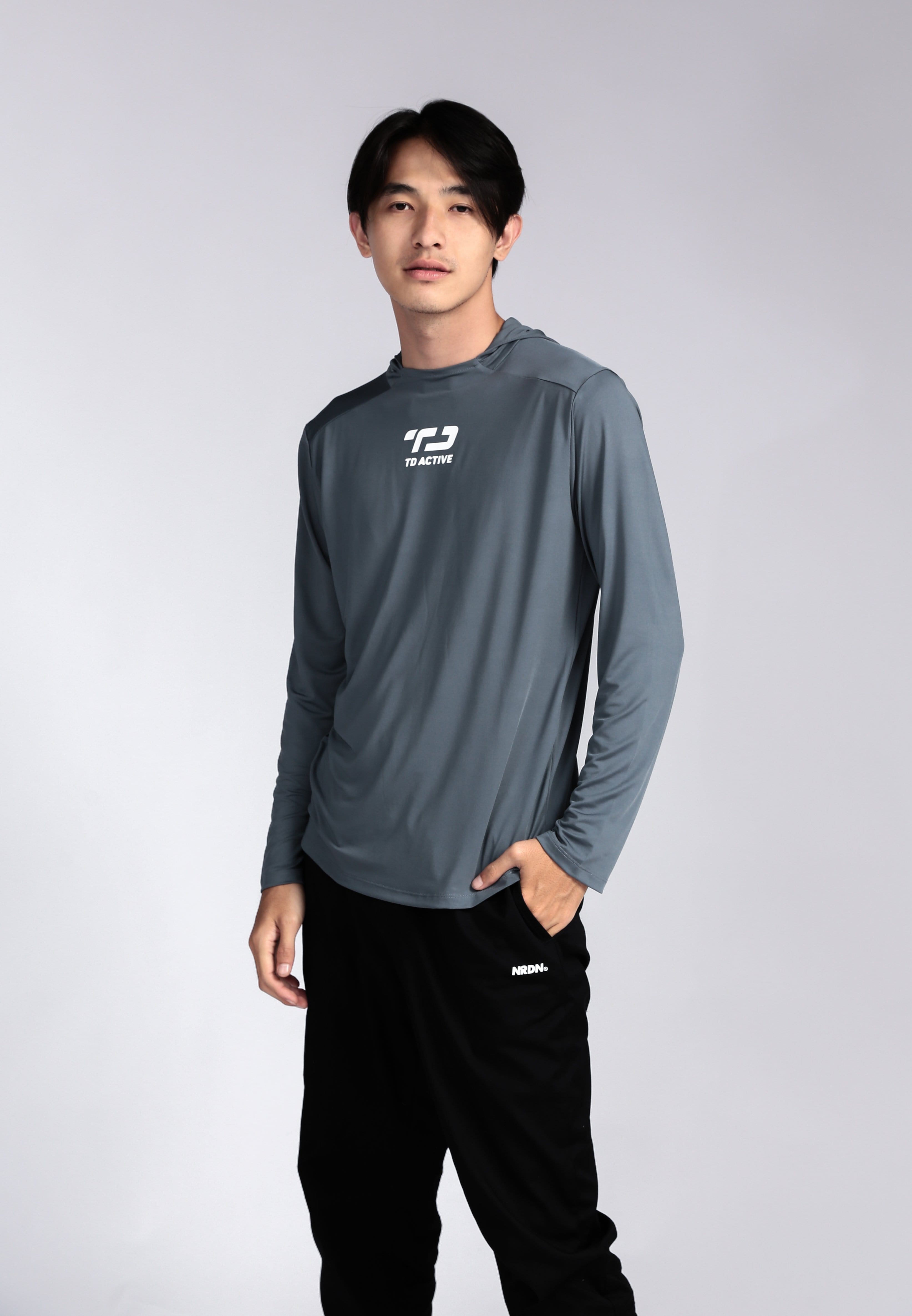 Td Active MS145 HOL Base Layer Pria Hoodie Abu Tua Olahraga Sport