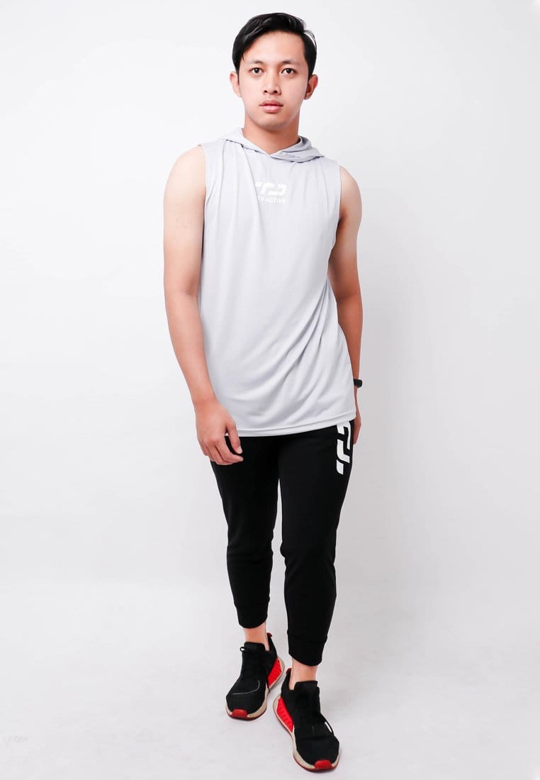 Td Active MS150 HOV Base Layer Pria Hoodie Sleveless Abu Silver Olahraga Sport