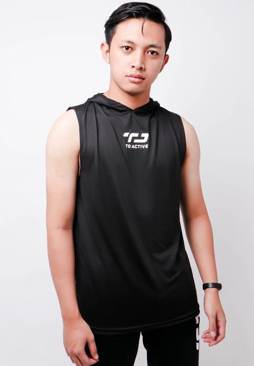 Td Active MS151 HOV Base Layer Pria Hoodie Sleveless Hitam Olahraga Sport