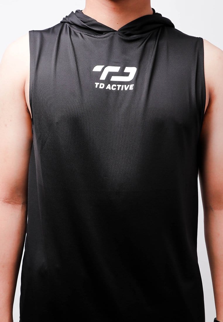 Td Active MS151 HOV Base Layer Pria Hoodie Sleveless Hitam Olahraga Sport